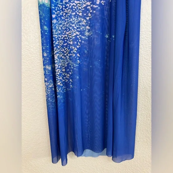 Celandine Printed Mesh Midi Dress Surfs Up Scene Print Small $88 Anthropologie - Picture 14 of 15